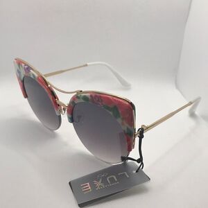Luxe Retro Cat Eye Floral Pattern Sunglasses